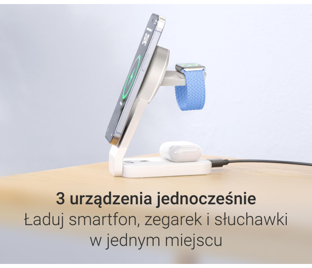 Silver Monkey Alu MagCharger Qi2 3in1 biała - 1328386 - zdjęcie 6